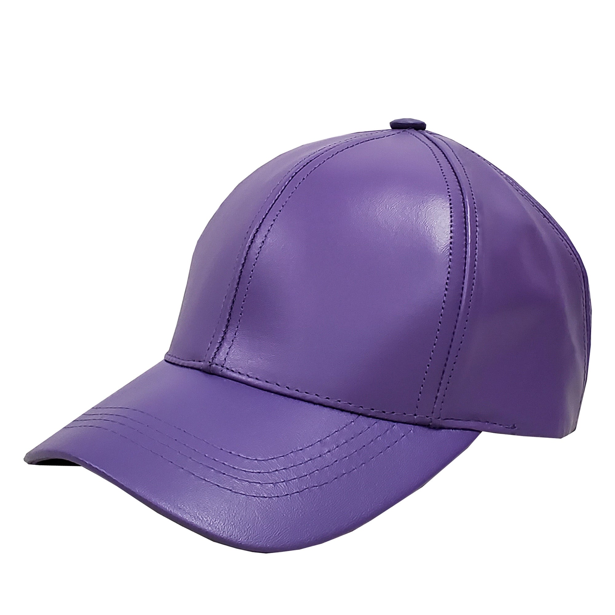 Cowhide Leather Baseball Cap- Purple