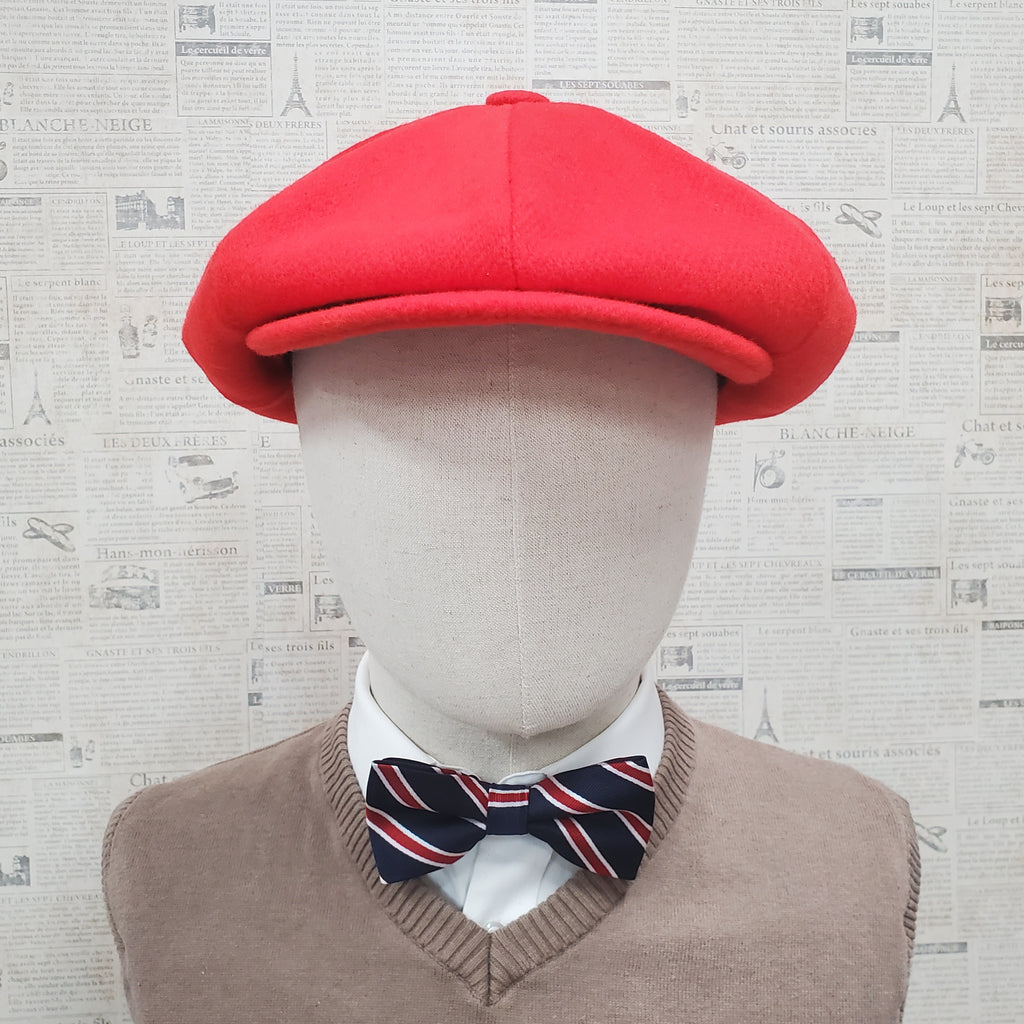 Wool Apple Newsboy Cap- Red