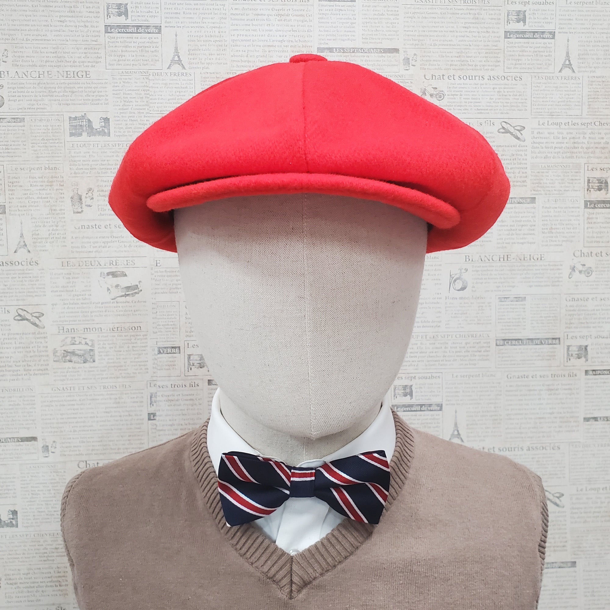 Wool Apple Newsboy Cap- Red