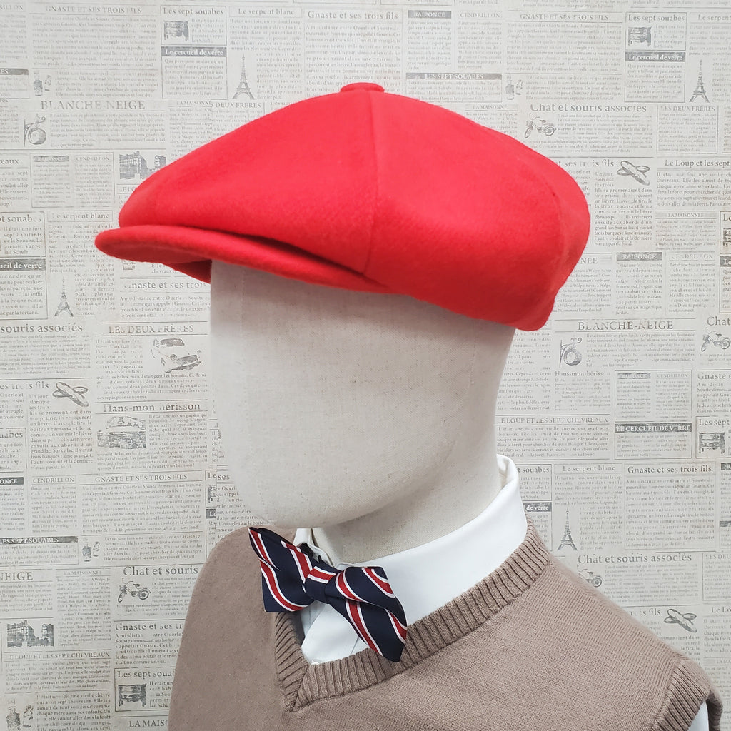 Wool Apple Newsboy Cap- Red