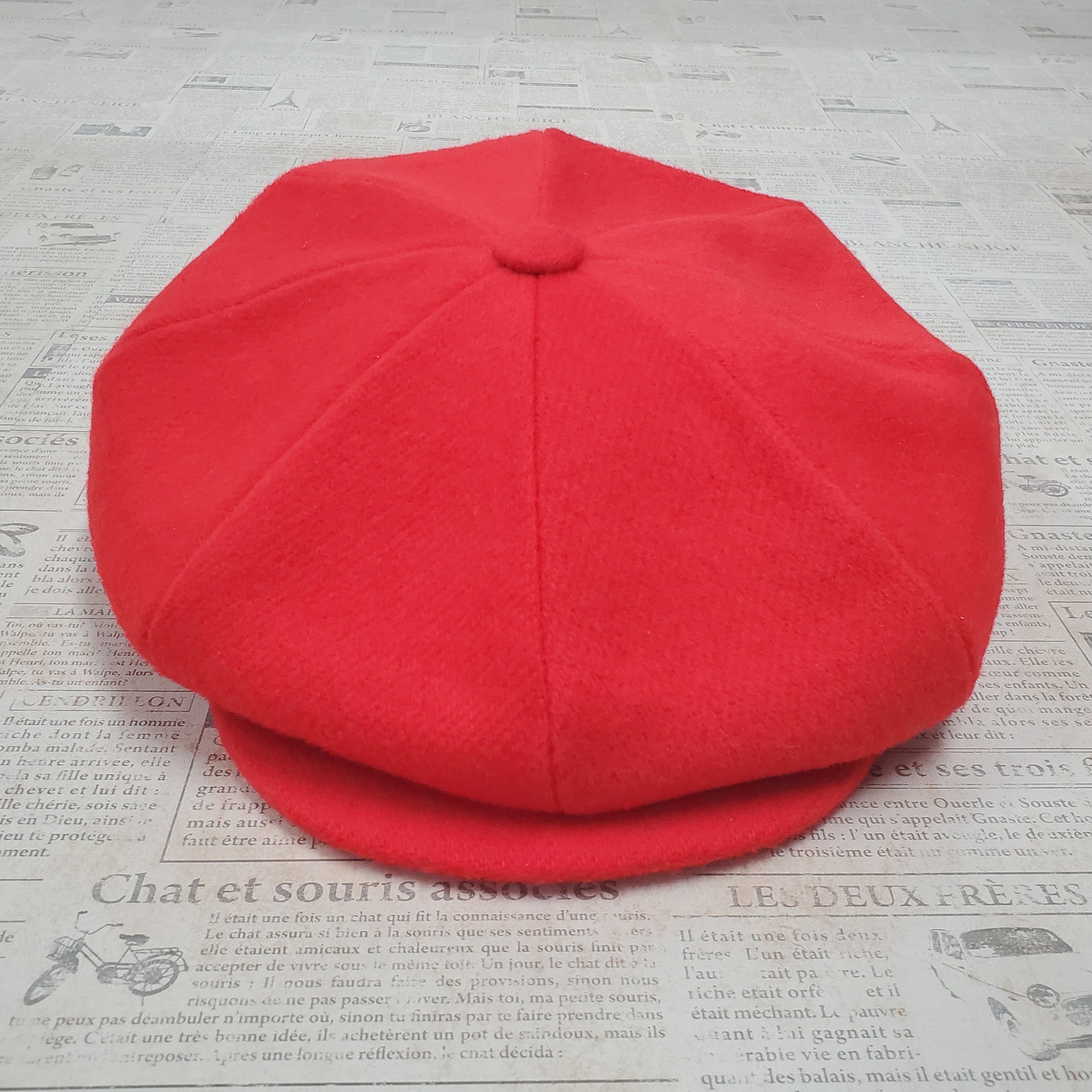 Wool Apple Newsboy Cap- Red
