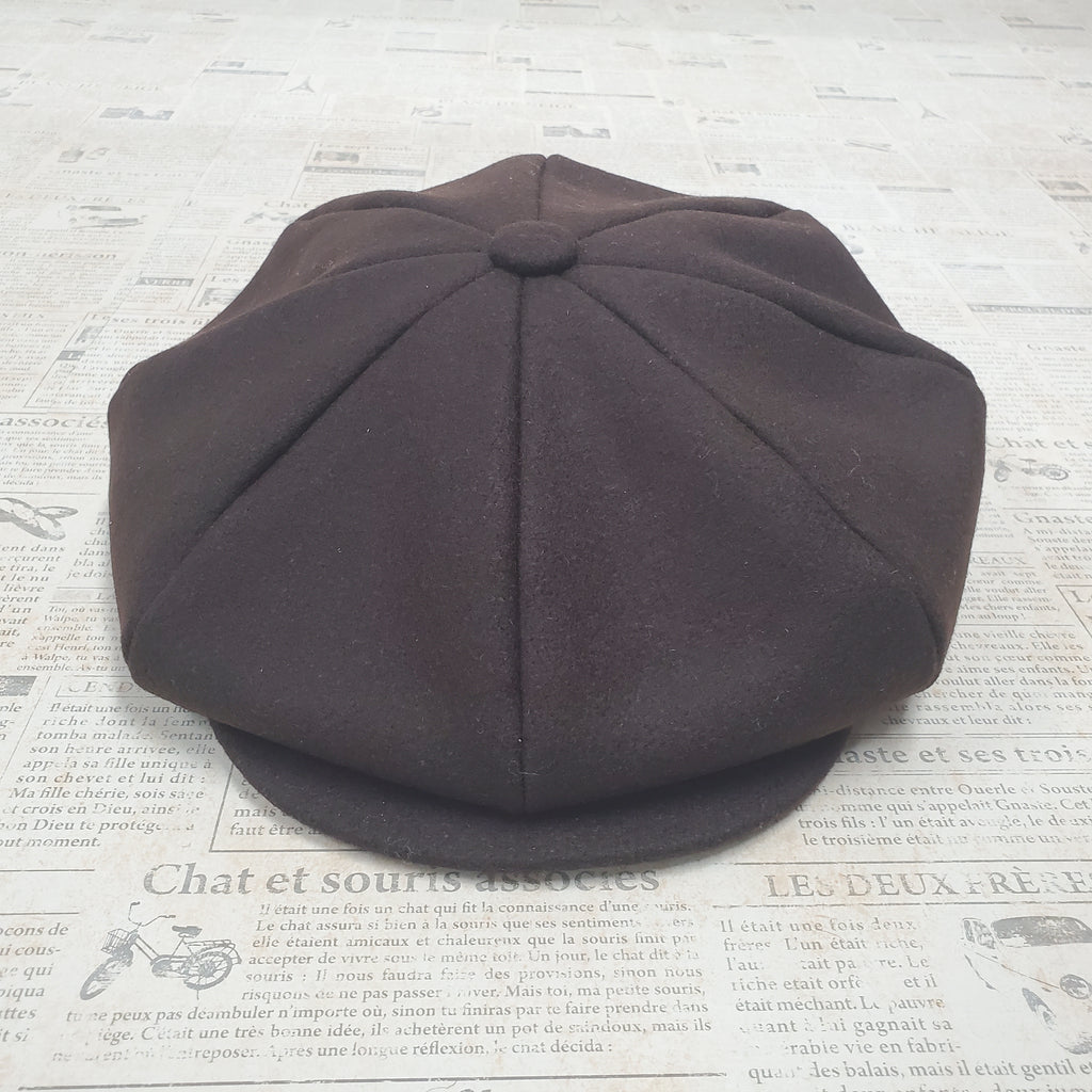 Wool Apple Newsboy Cap- Brown