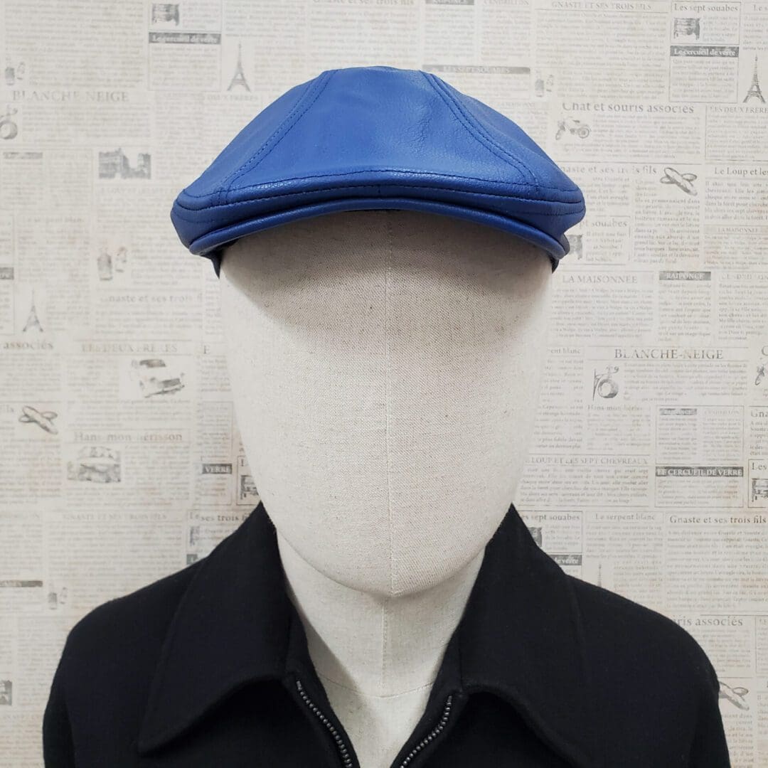 Royal Blue Pebble Leather Ascot Ivy Driver Cap