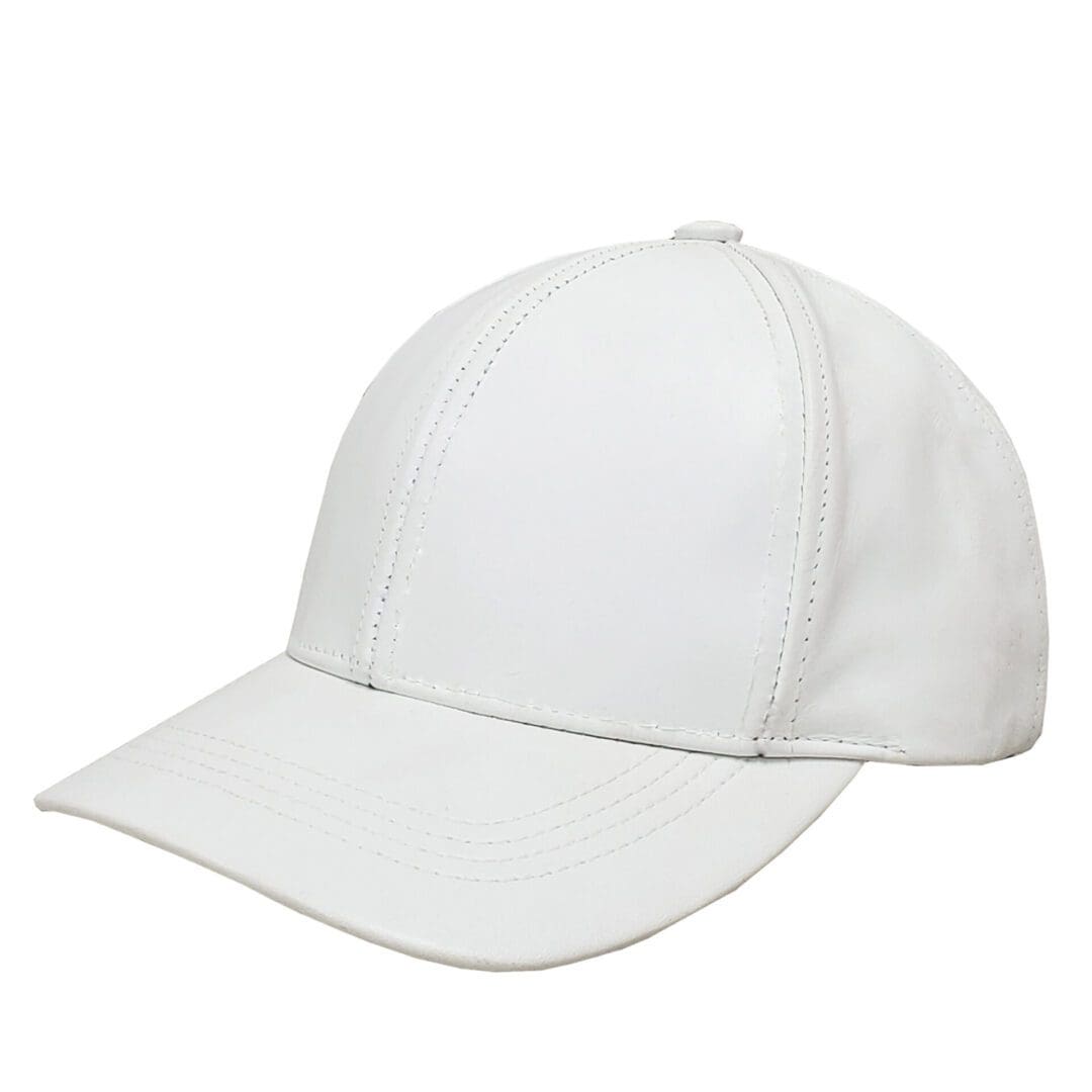 A white baseball cap is shown with no hat.