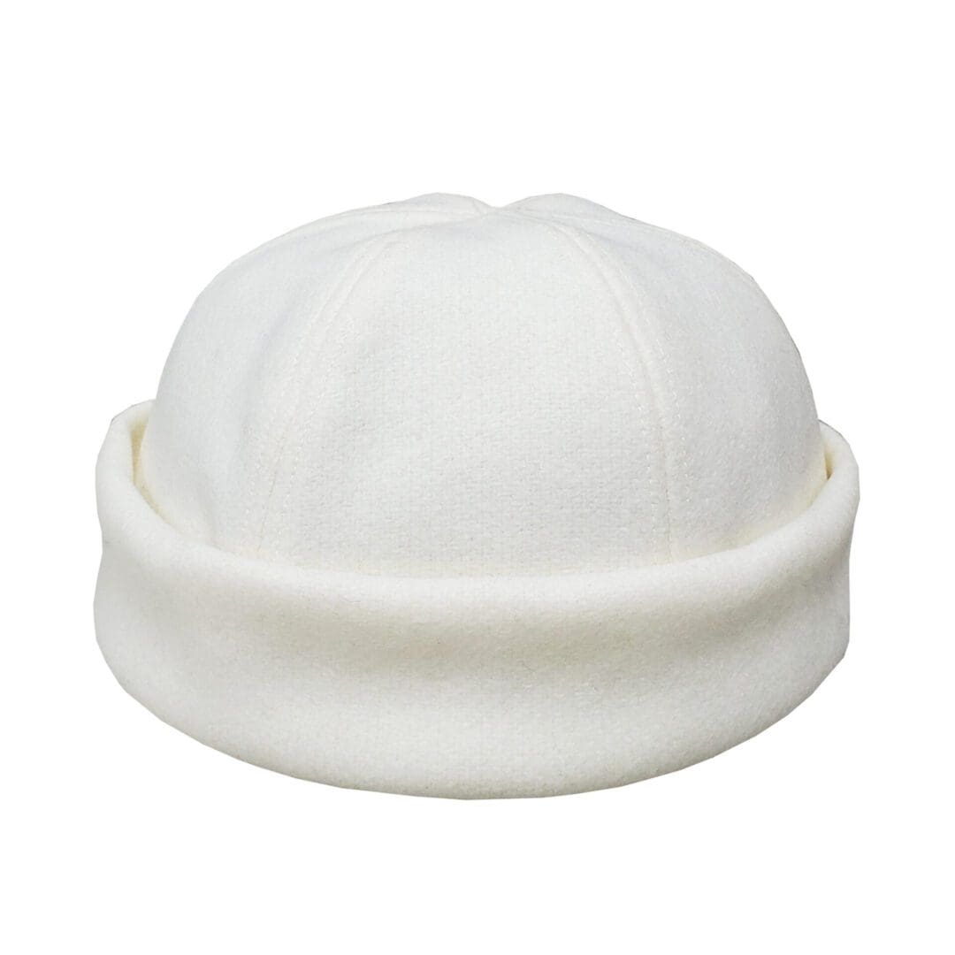 White Melton Wool Skull Cap Beanie