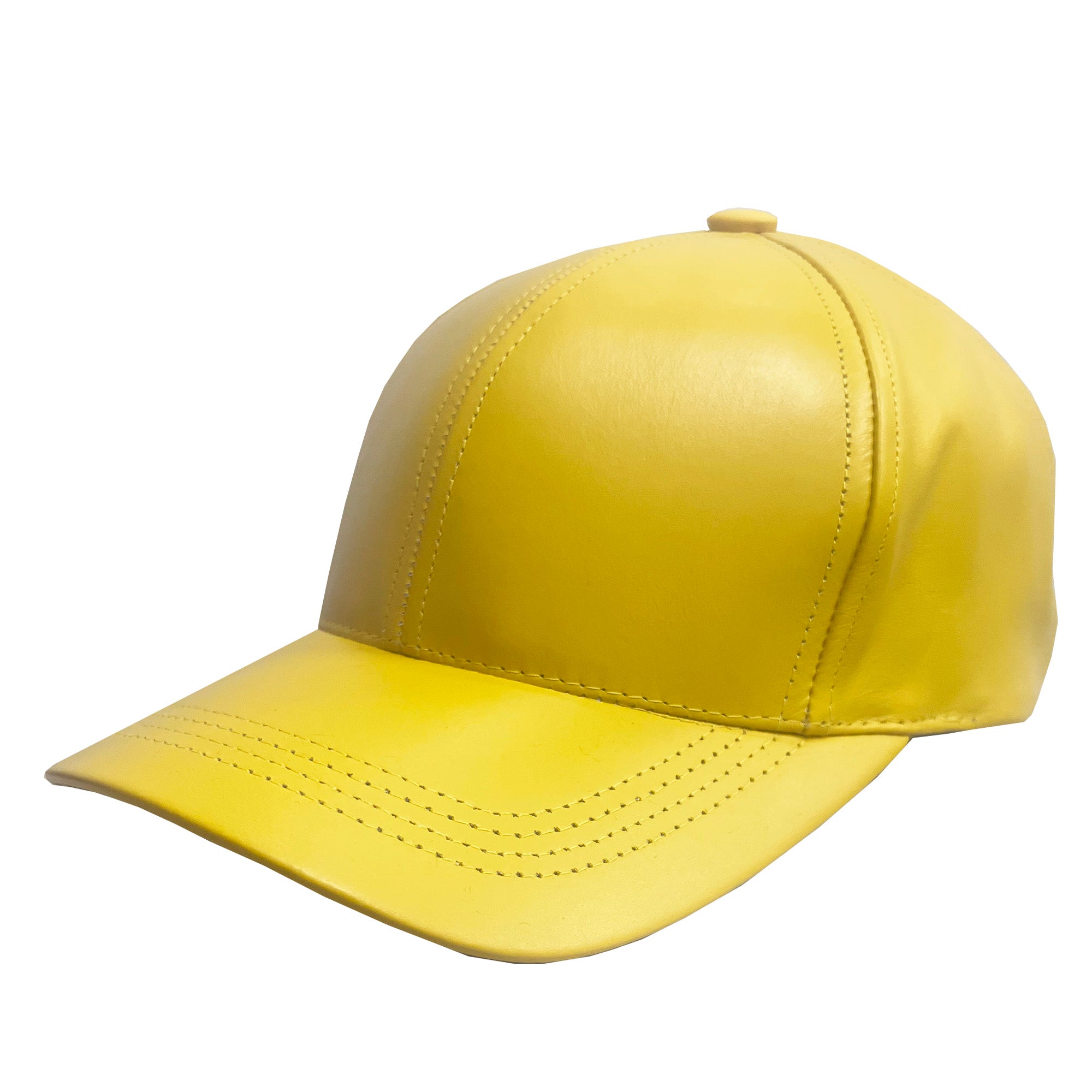 Cowhide Leather Baseball Cap- Yellow