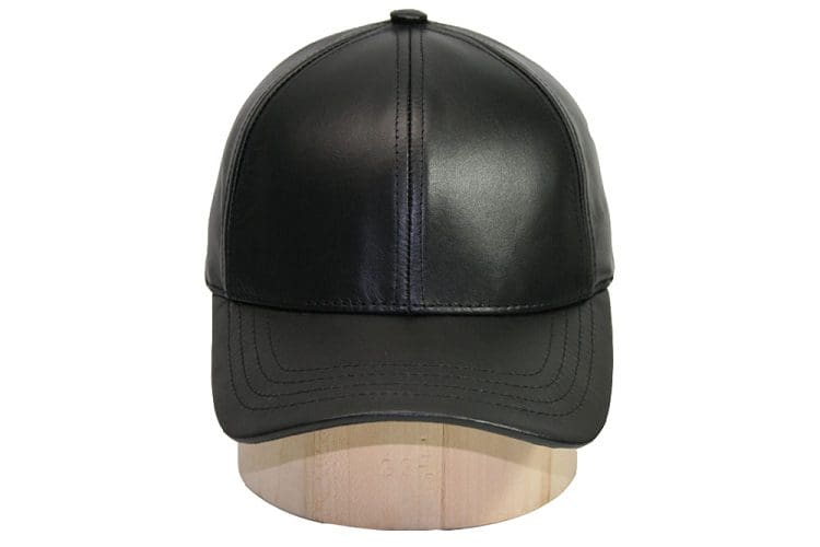 Fitted Brown Leather Baseball Cap