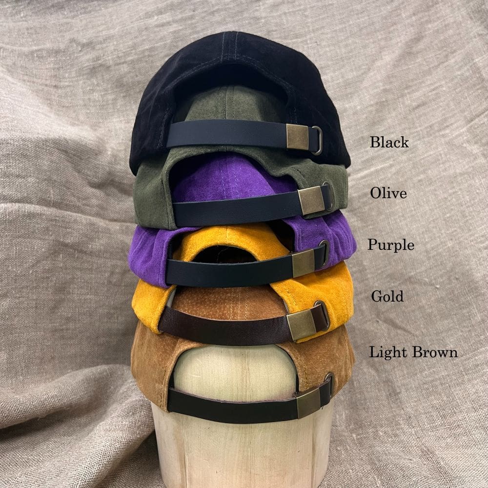 Black Suede Leather Baseball Cap