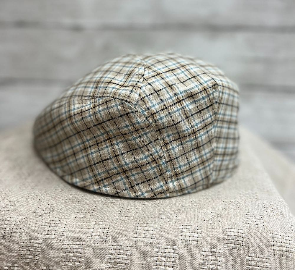 Oatmeal Plaid European Linen Ascot Ivy Cap
