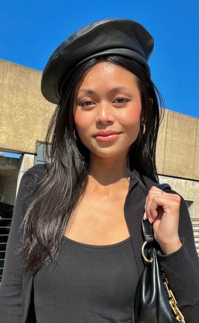 Black Genuine Leather Beret