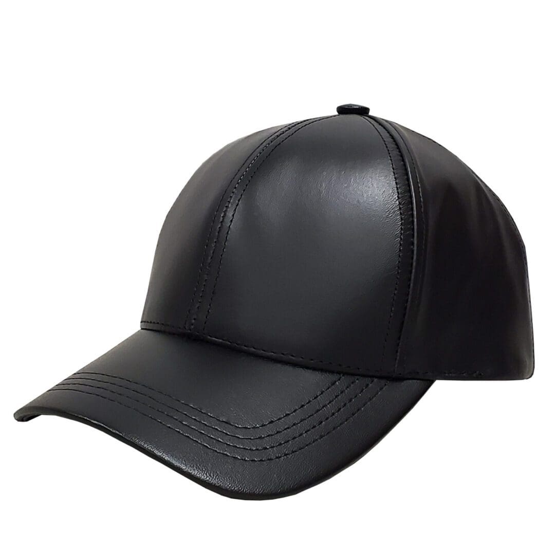 Black Leather Baseball Cap