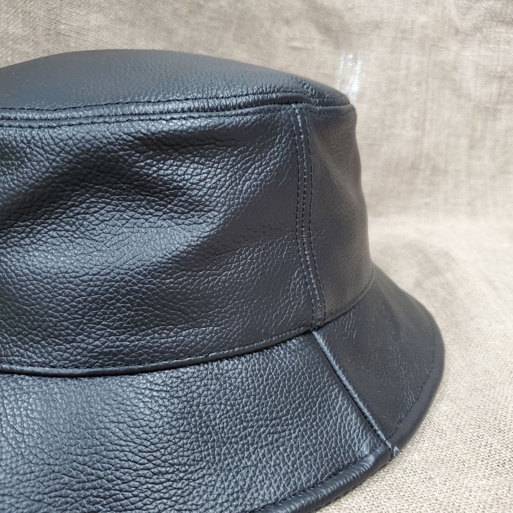 Black Pebble Siena Leather Bucket Hat