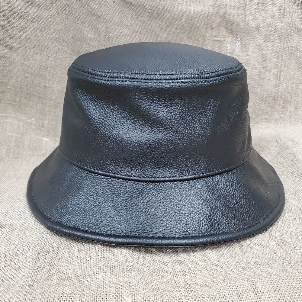 Black Pebble Siena Leather Bucket Hat