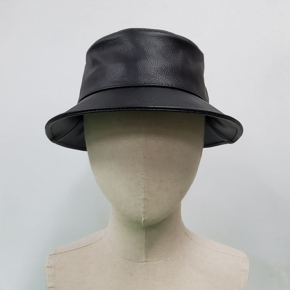 Black Pebble Siena Leather Bucket Hat