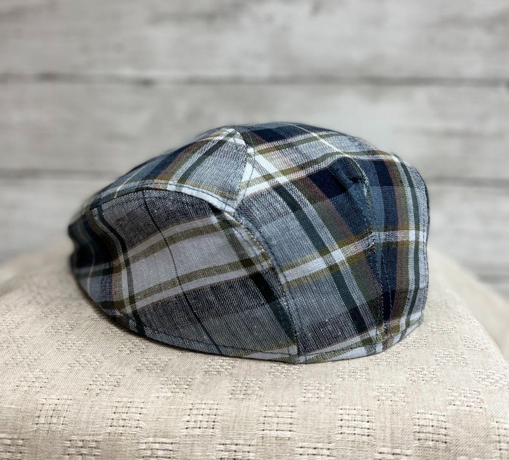 Blue Plaid European Linen Ascot Ivy Cap