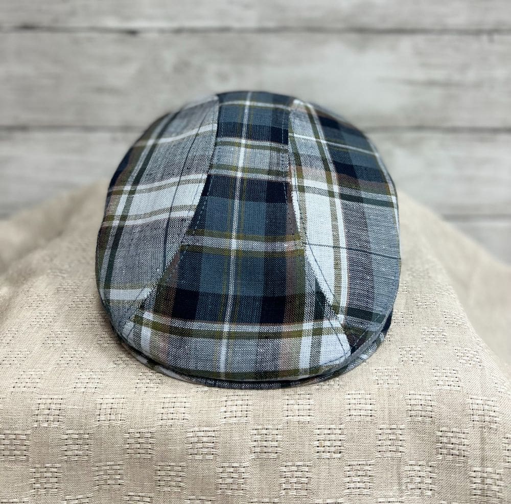 Blue Plaid European Linen Ascot Ivy Cap