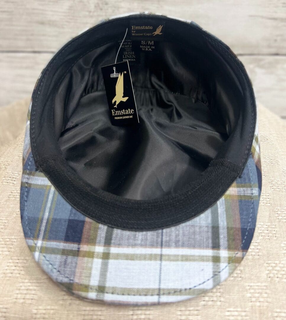 Blue Plaid European Linen Ascot Ivy Cap