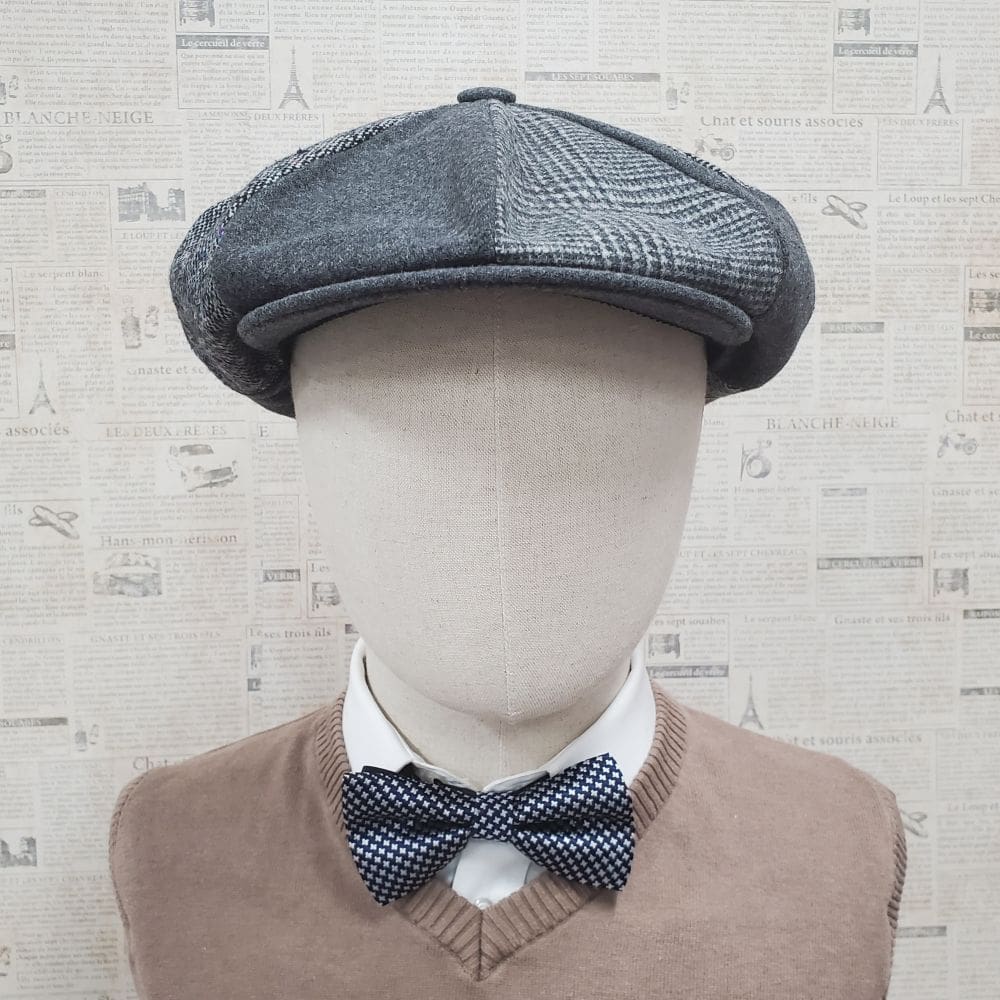 Grey Patch Wool Apple Newsboy Cap