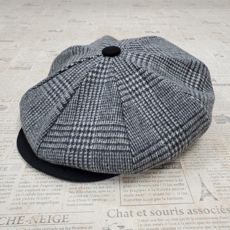Grey Glen Plaid Wool Apple Newsboy Cap