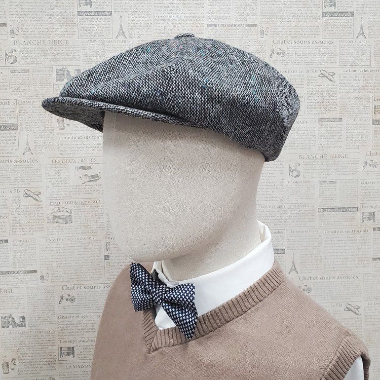 Grey Tweed Wool Apple Newsboy Cap