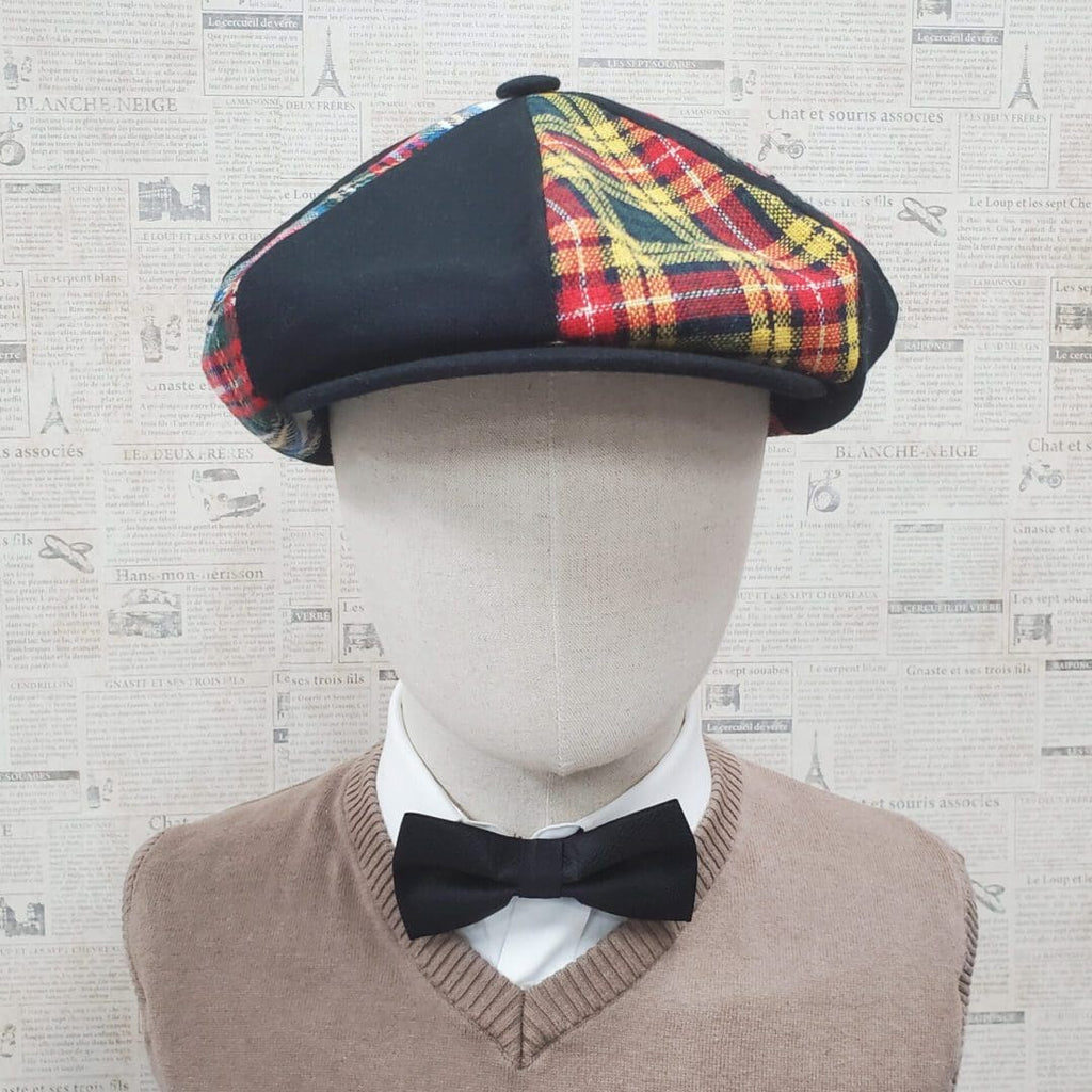 Black Patch Wool Apple Newsboy Cap front