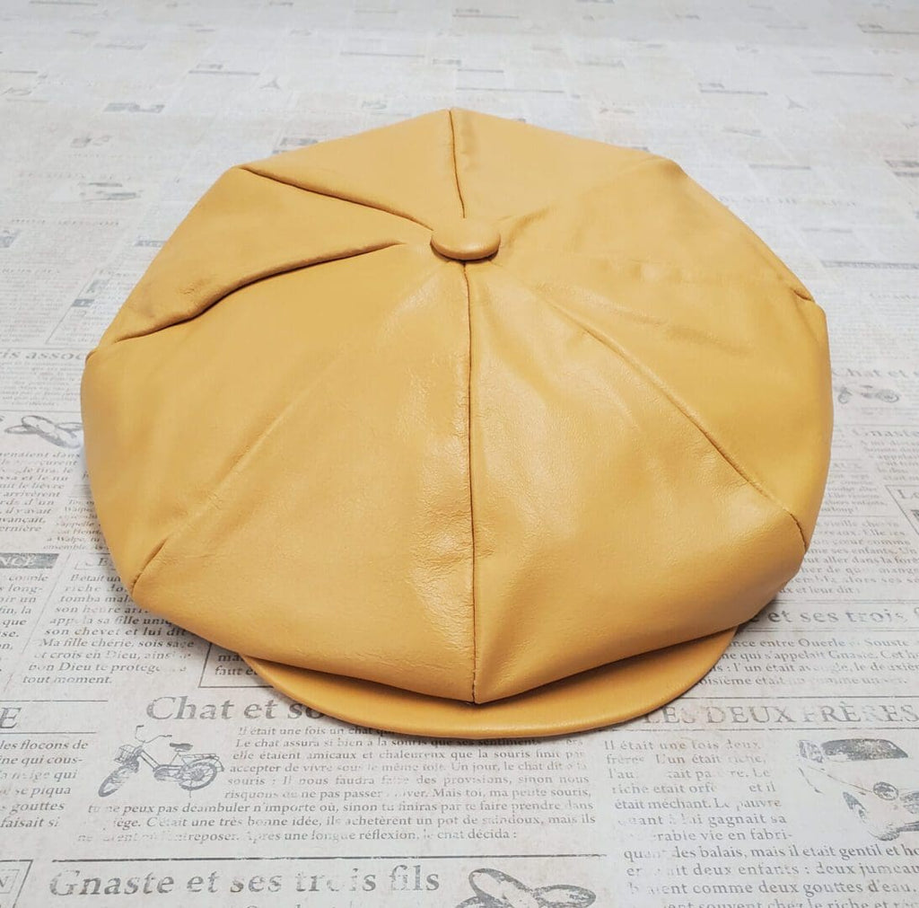 Gold Cowhide Leather Apple Newsboy Cap top