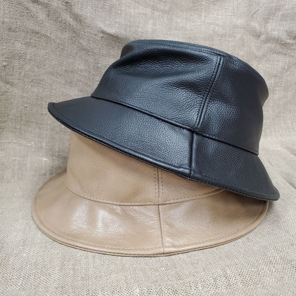 Black Pebble Siena Leather Bucket Hat