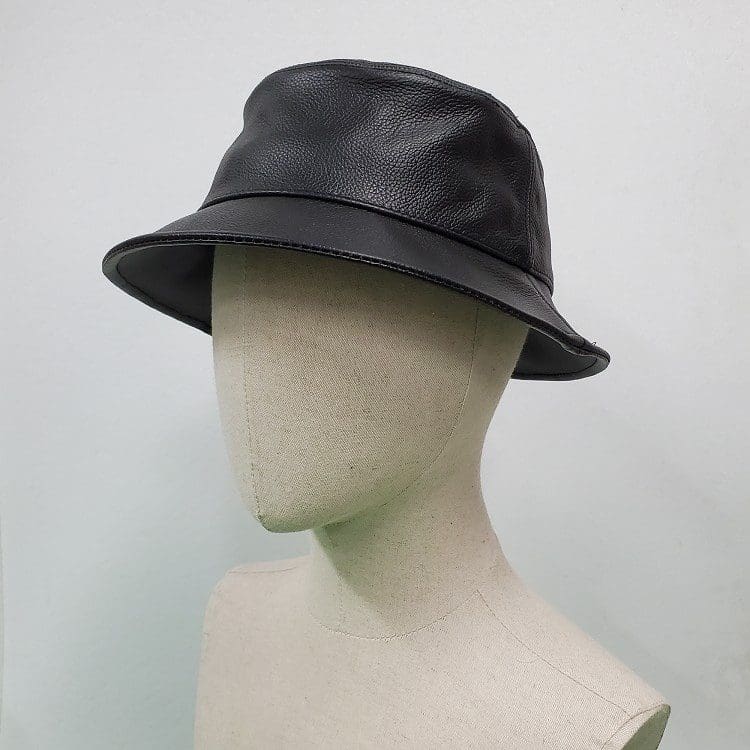 Black Pebble Siena Leather Bucket Hat