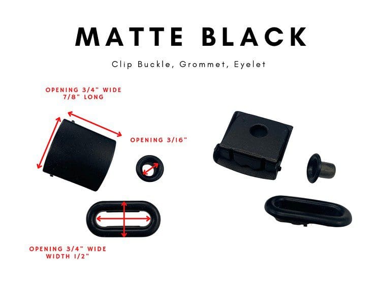 A diagram of the parts needed to make a matte black clip.
