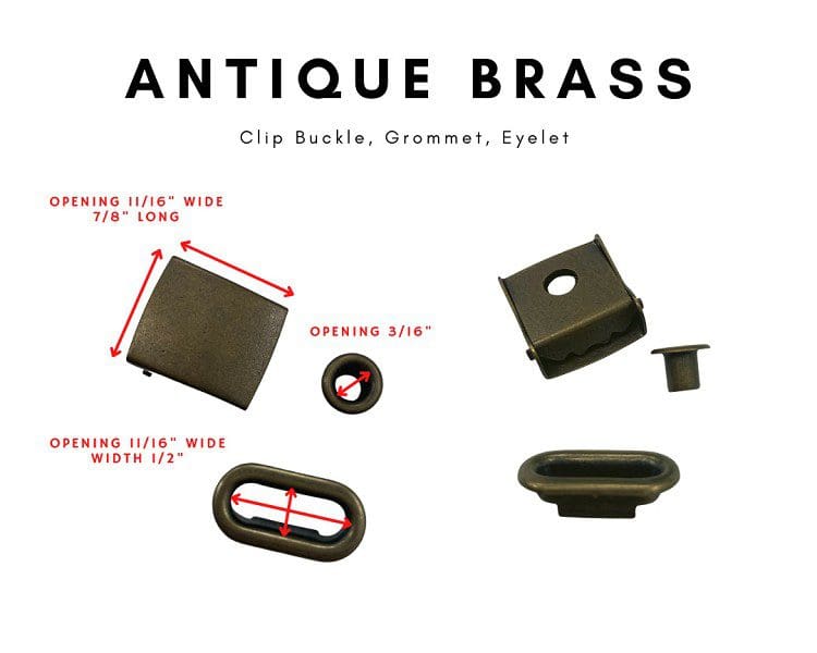 A diagram of antique brass hardware and accessories.