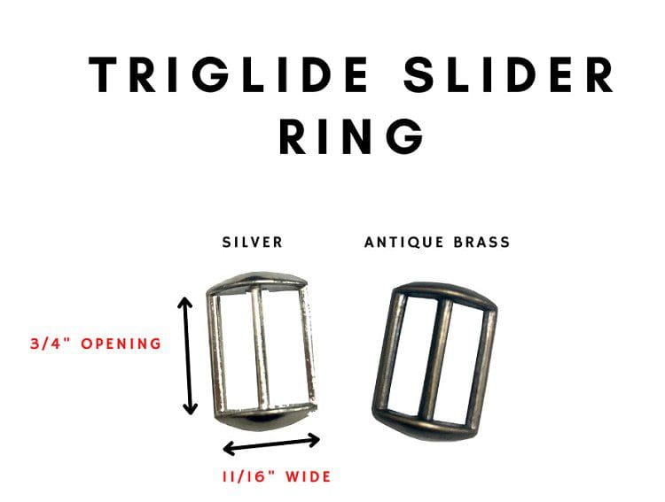 A picture of the size and length of a triglide slide ring.