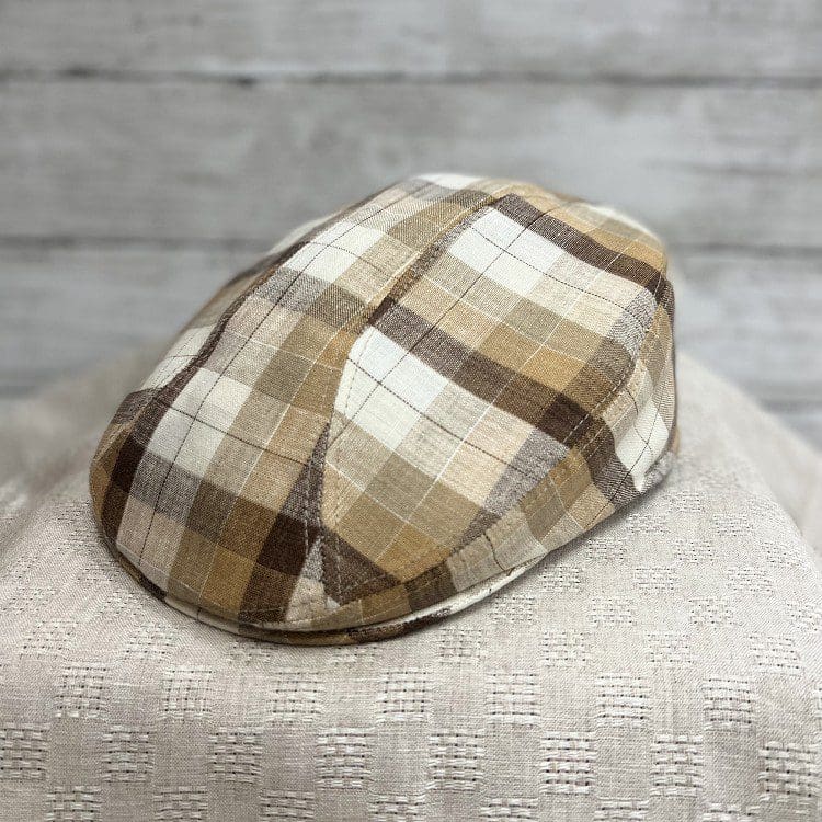 Brown Plaid European Linen Ascot Ivy Cap