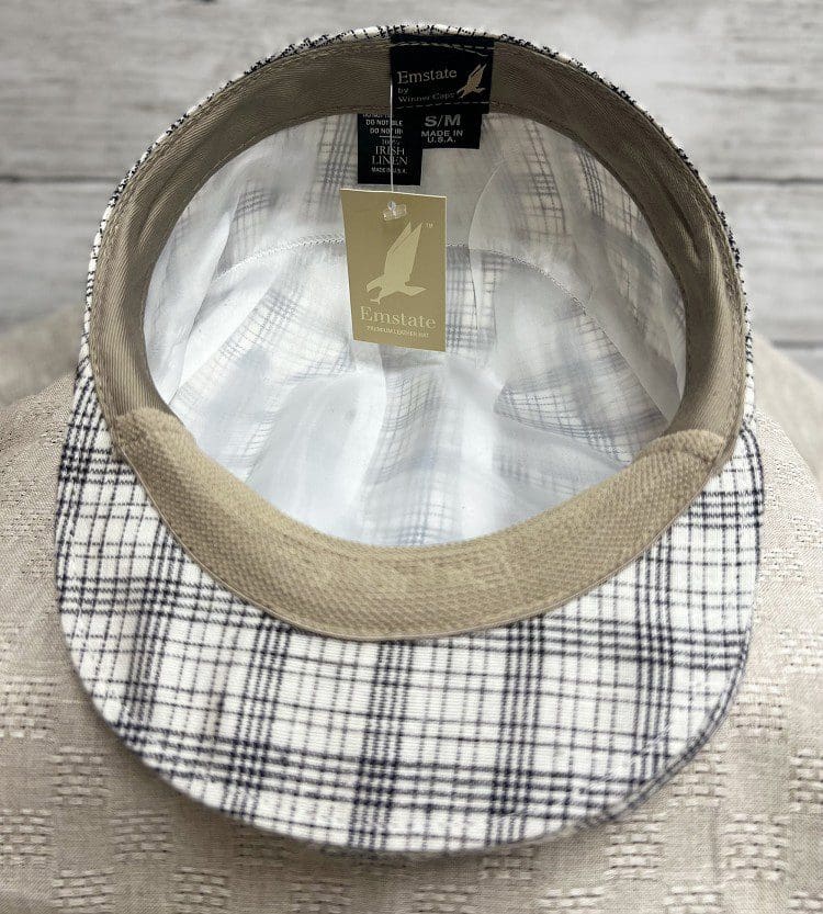 A close up of the inside of a hat