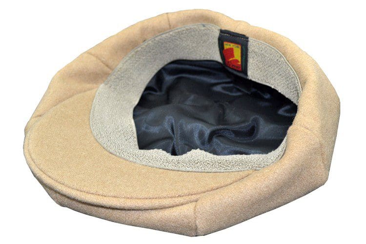 A hat with a black and white tag on it