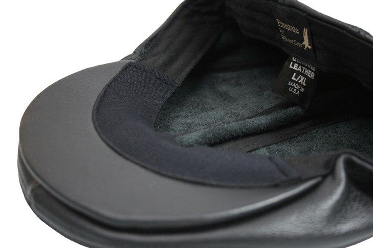 A close up of the inside of a hat