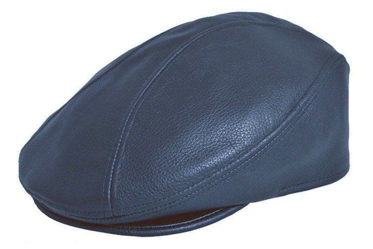 Navy Pebble Leather Ascot Ivy Driver Cap