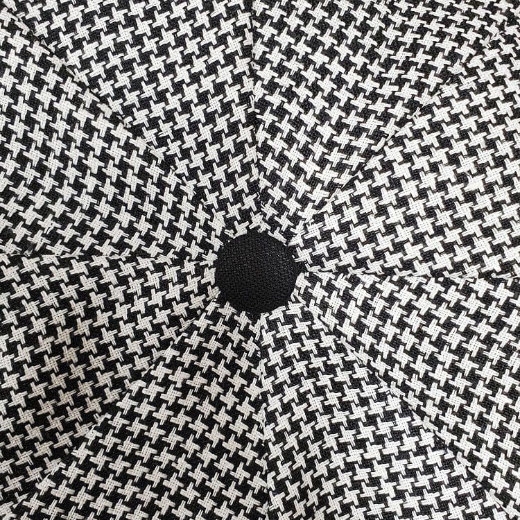 Black Houndstooth Linen Apple Newsboy Cap top