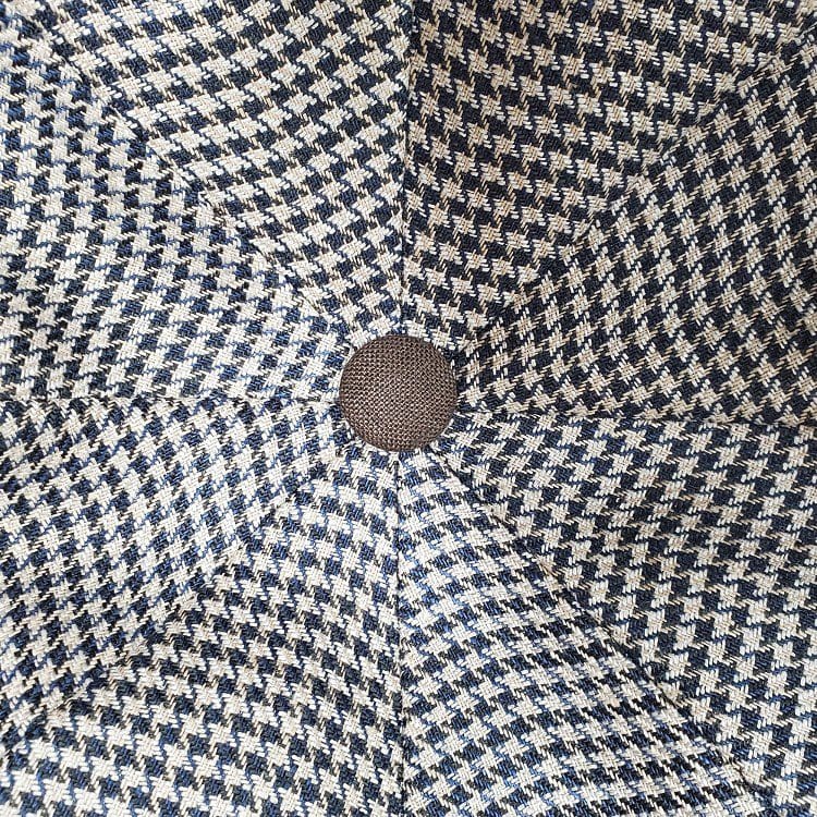 Brown Houndstooth Linen Apple Newsboy Cap top