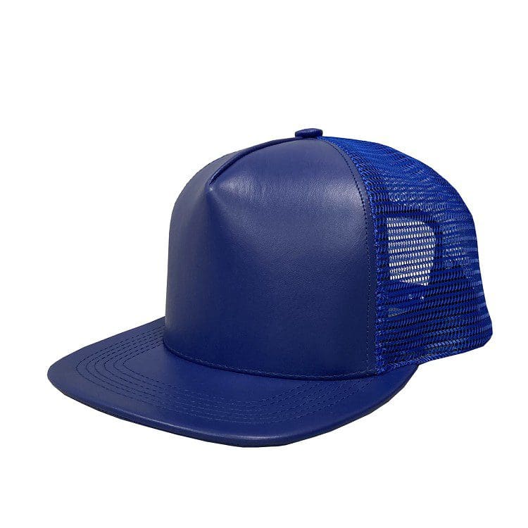 Royal Blue Leather High Profile Mesh Cap