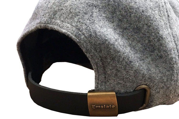 A close up of the strap on the hat