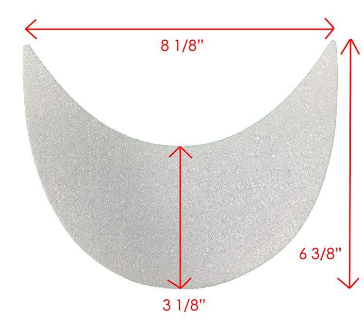 A diagram of the size of a paper crescent moon.